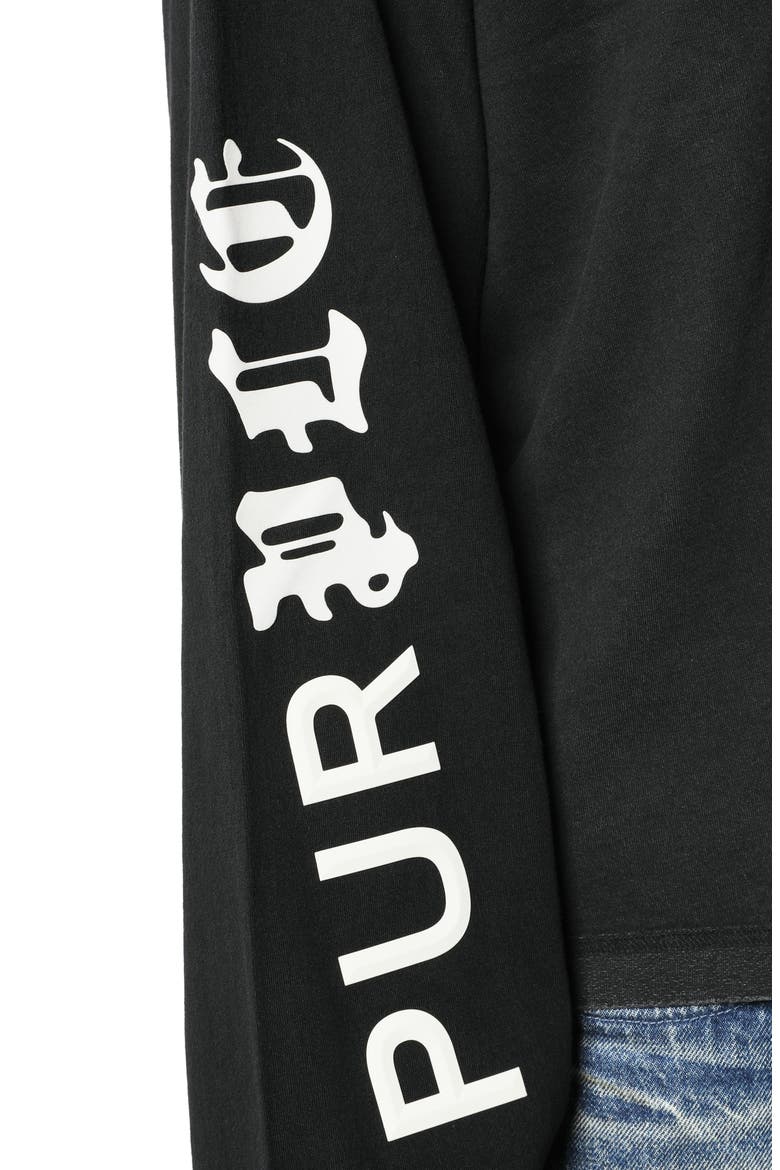 Crop Wide Long Sleeve Graphic T-Shirt, Alternate, color, BLACK