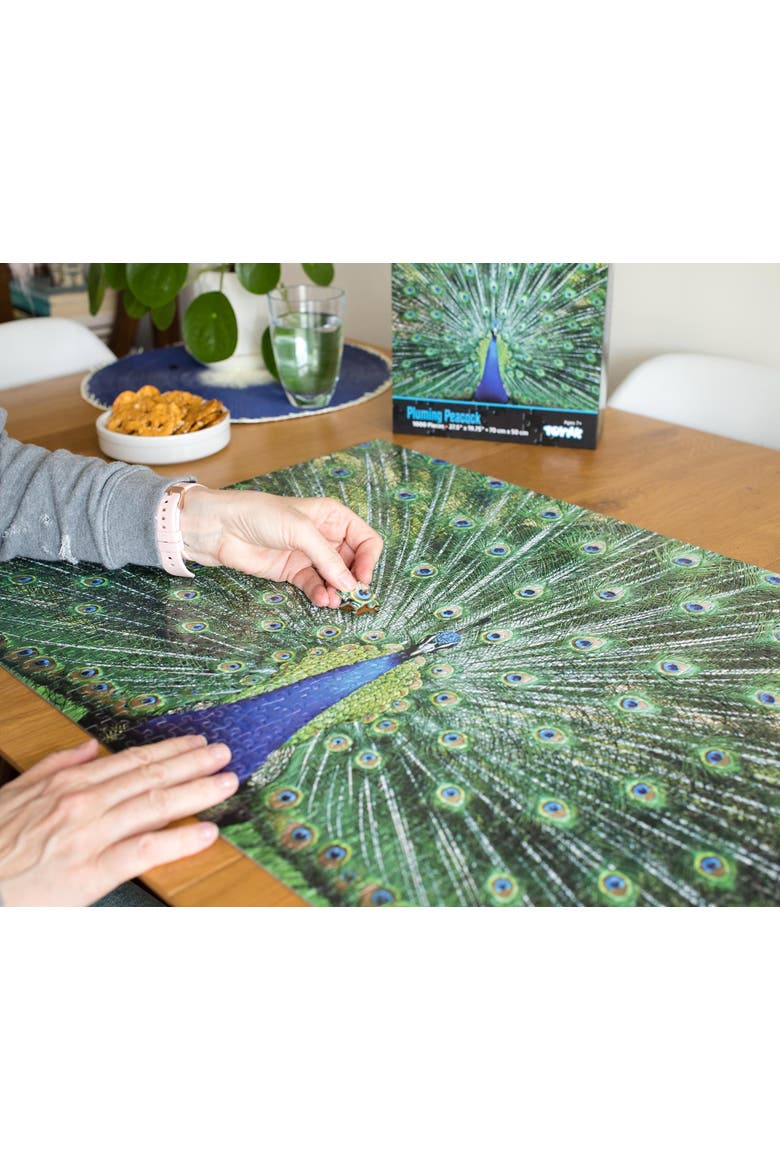 Peacock Plume Wild Zoo Animal 1000 Piece Jigsaw Puzzle, Alternate, color, Green