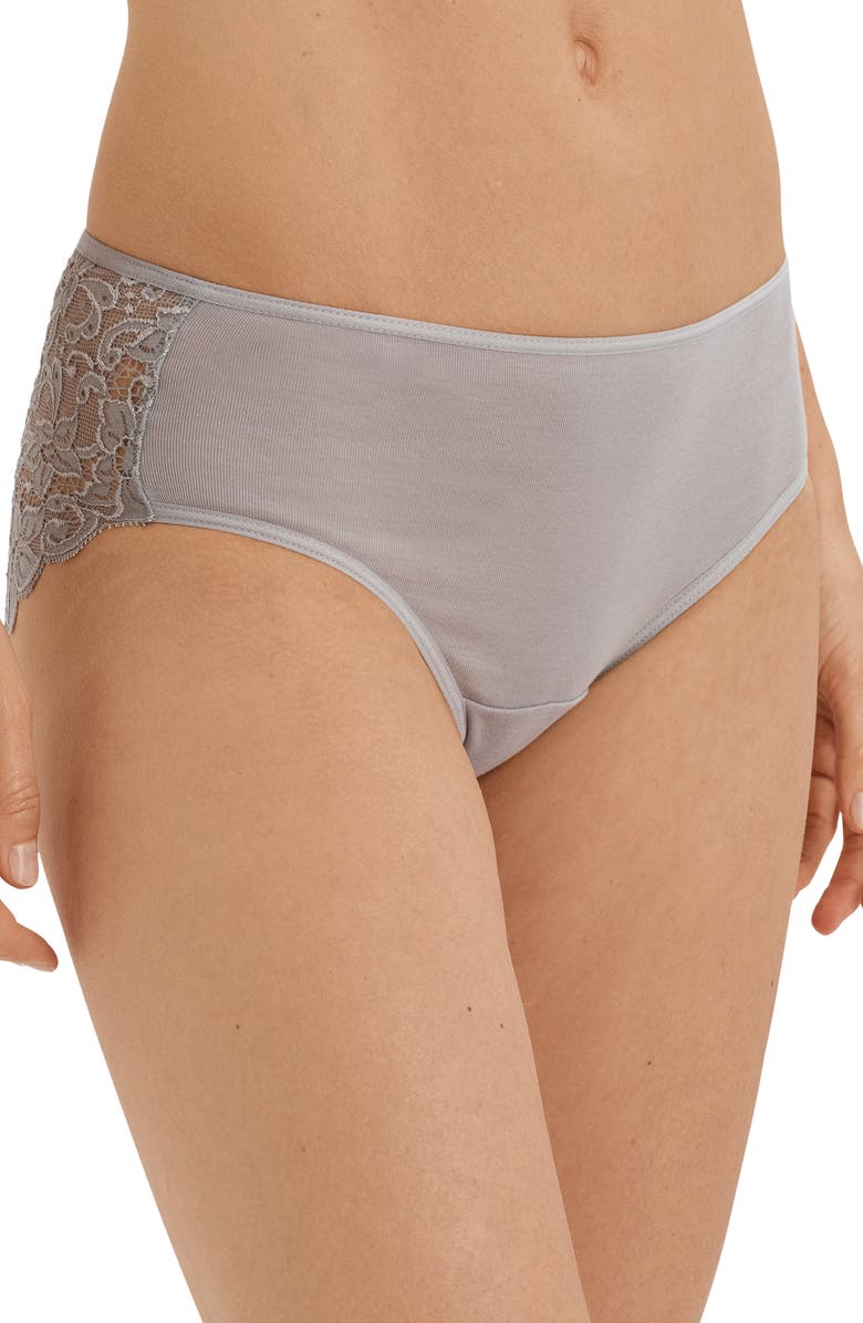 Hanro Luxury Moments Lace Back Briefs, Main, color,