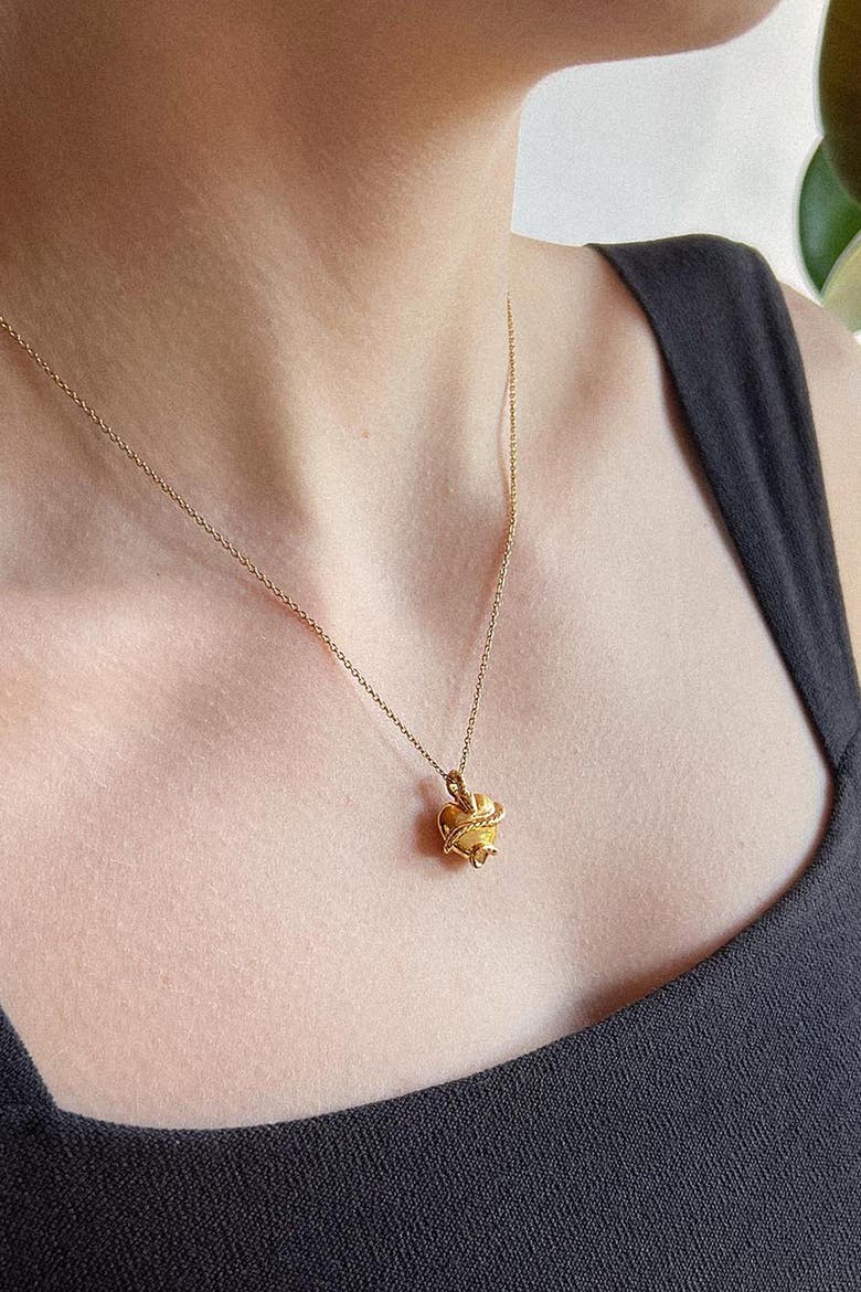 Wise Heart Charm Necklace, Alternate, color, Gold