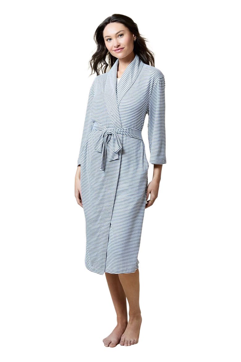 Dream Shawl Collar Robe, Main, color, Indigo-White Stripe