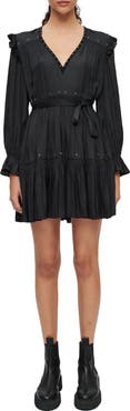 maje Rinode Stud Long Sleeve Dress