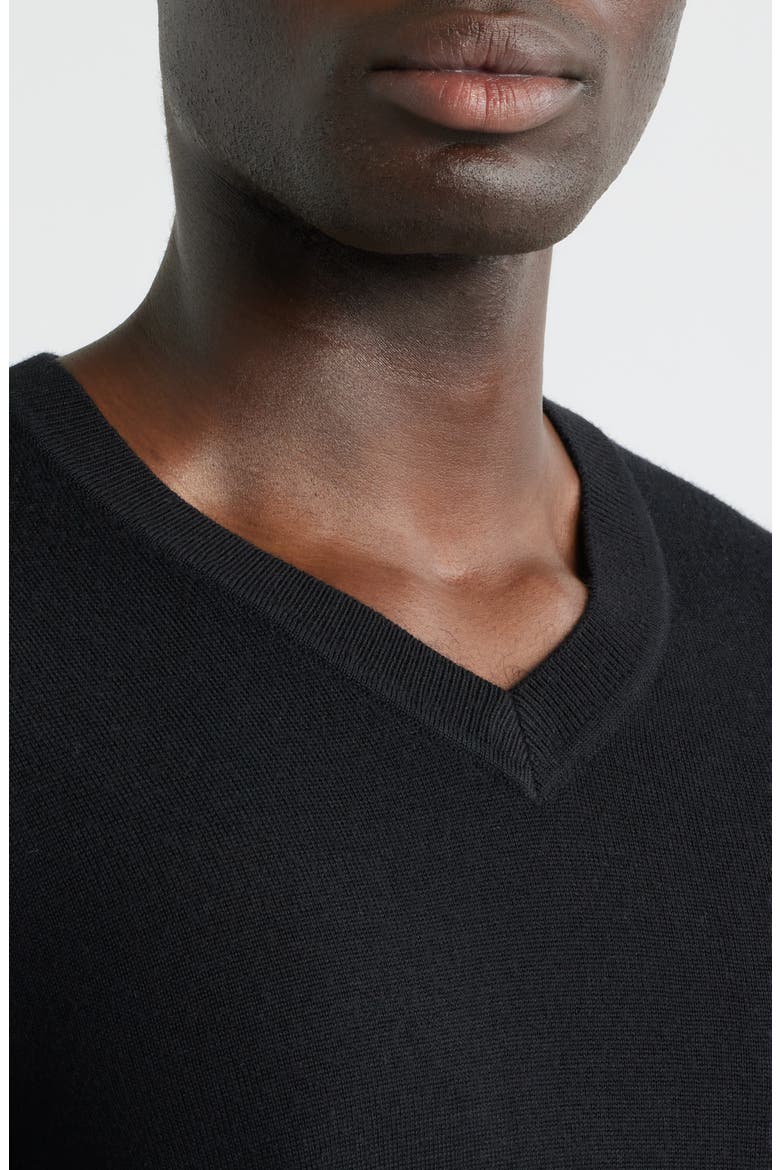Merino Wool V-Neck Sweater, Alternate, color, BLACK
