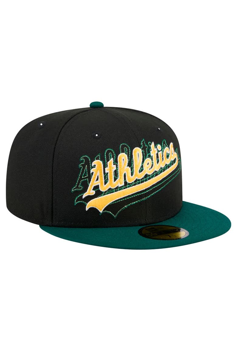 Men's New Era Black Athletics Shadow Stitch 59FIFTY Fitted Hat, Alternate, color, Black