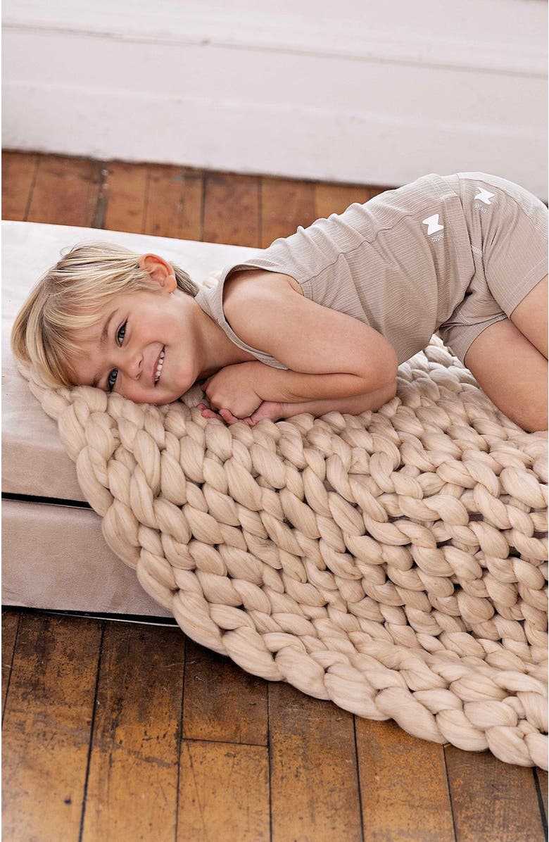 NoggiWear Ribbed Loungewear Set, Alternate, color, Taupe / Off-White