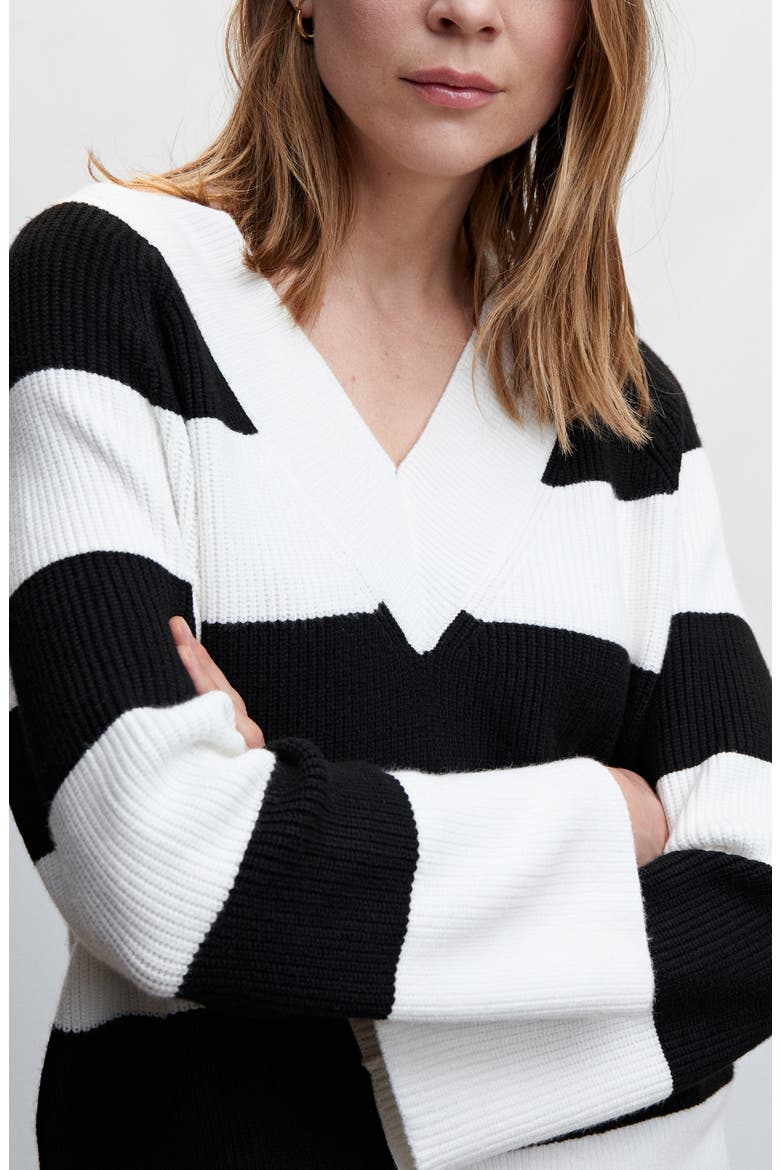 Rugby Stripe Sweater, Alternate, color, BLACK
