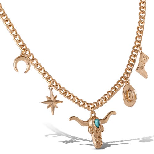 Jessica Simpson Celestial Charm Necklace In Metallic