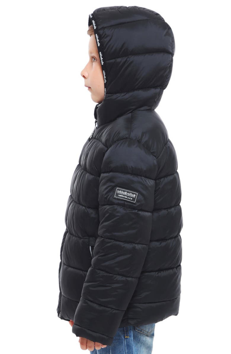 Rokka&Rolla Kids' Heavyweight Fleece Lined Puffer Jacket, Alternate, color, Very Black