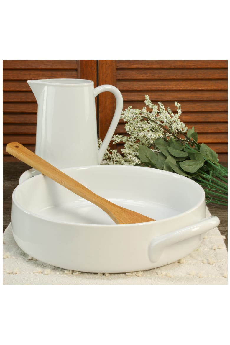Taos Round 3.5-Quart Baking Dish, Alternate, color, WHITE