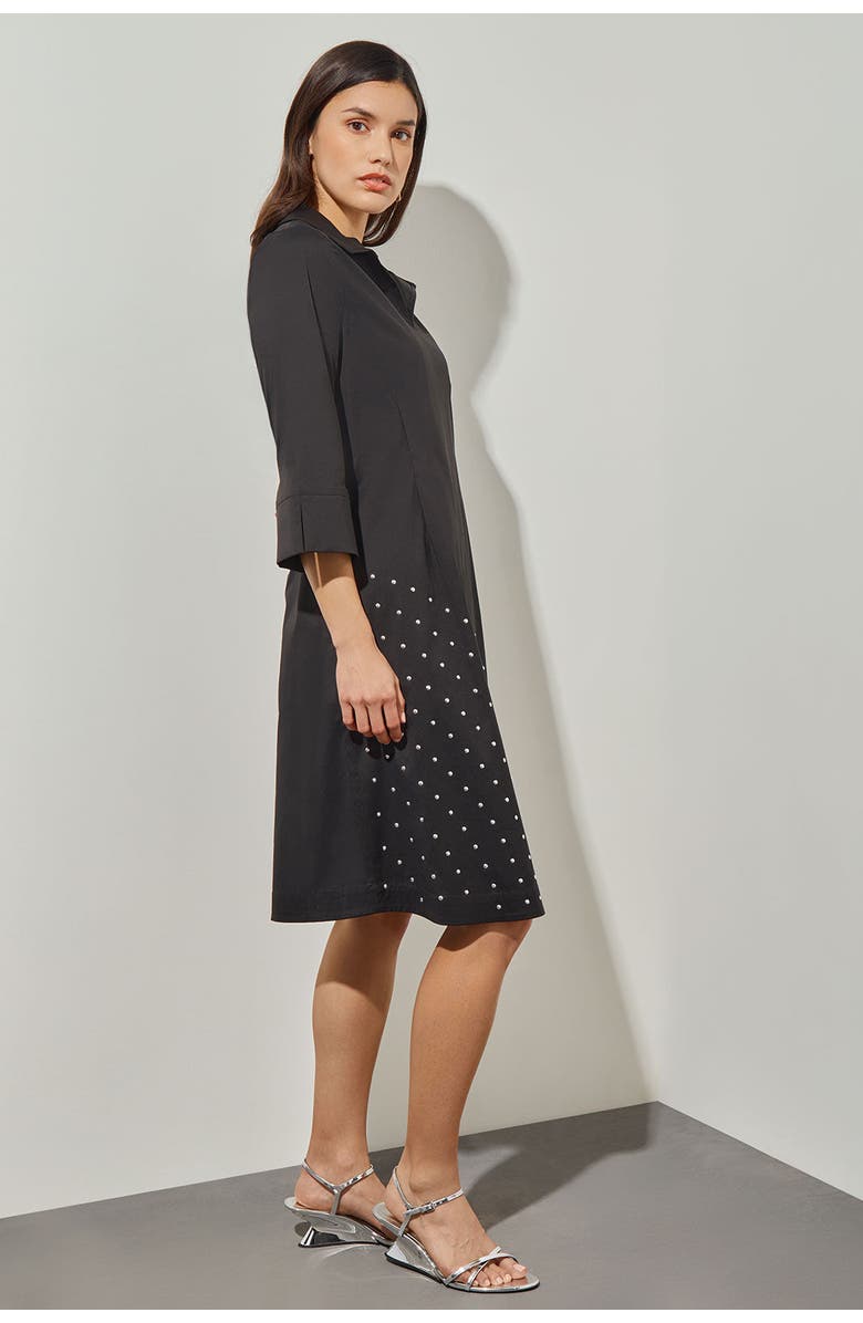 Ming Wang Knee Length Shift Dress, Alternate, color, Black