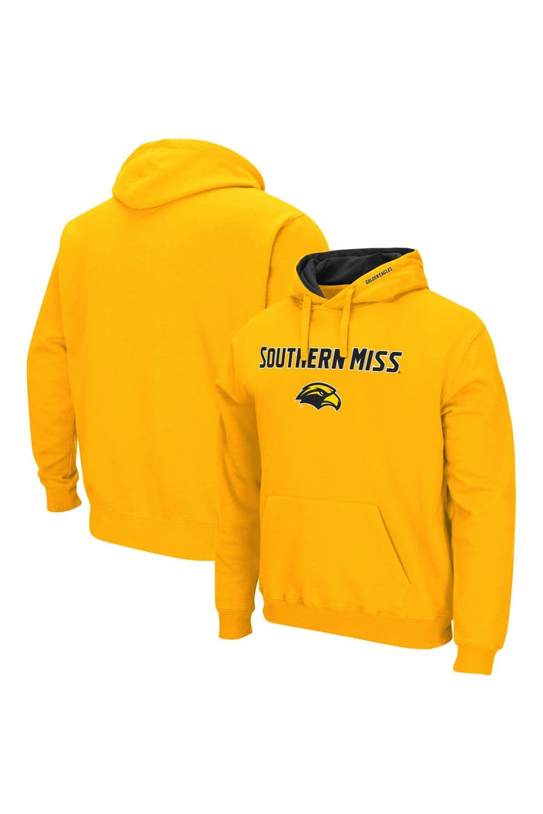 Men's Colosseum Gold Southern Miss Golden Eagles Arch and Logo Pullover Hoodie, Main, color, Gold