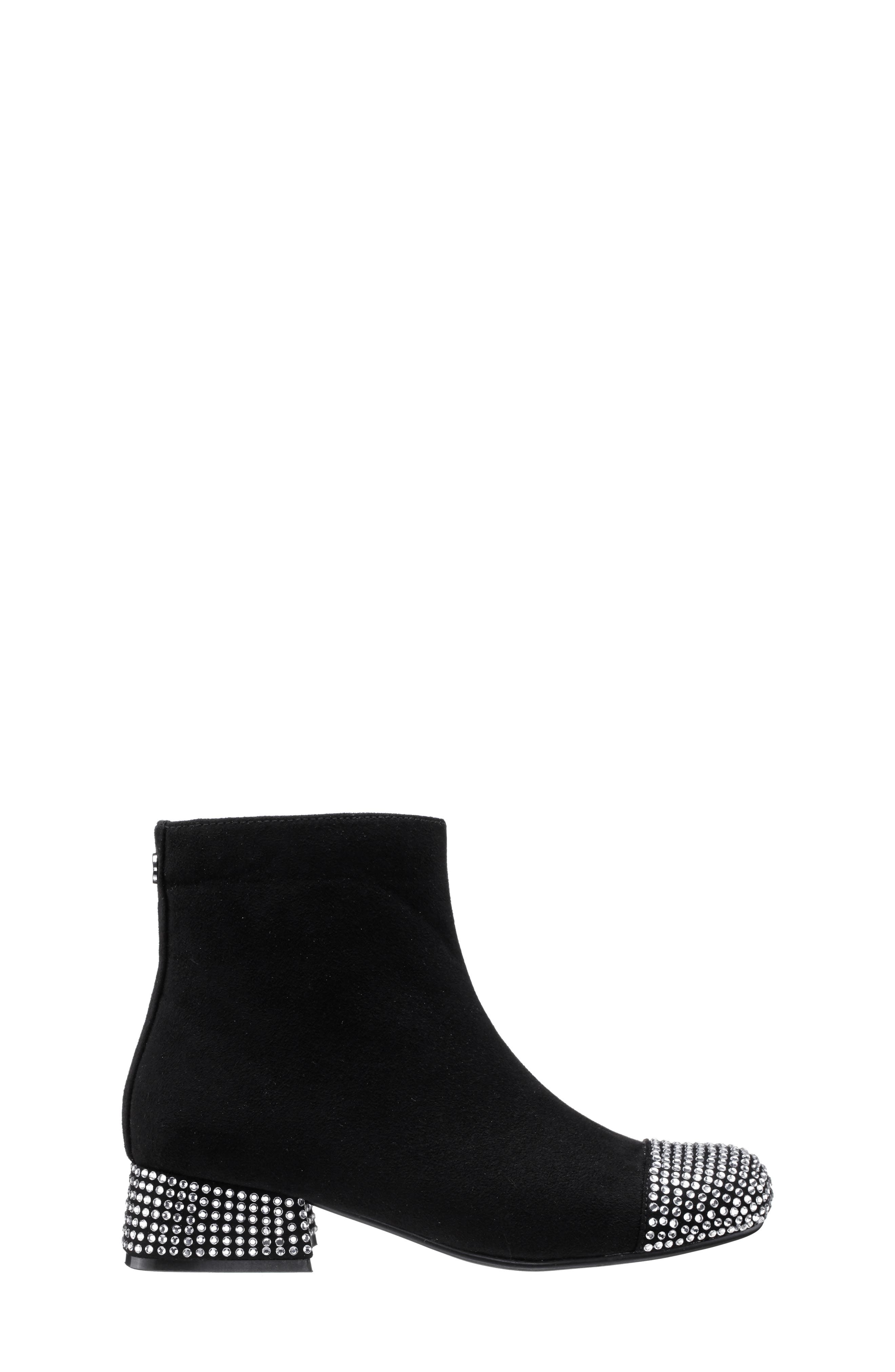 Nina Kids' Svet Cap Toe Bootie, Alternate, color, Black Microsuede/ Stones