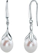 The Pearl Source 10-11mm Freshwater Pearl Rose Gold Plated Olive Drop Earrings