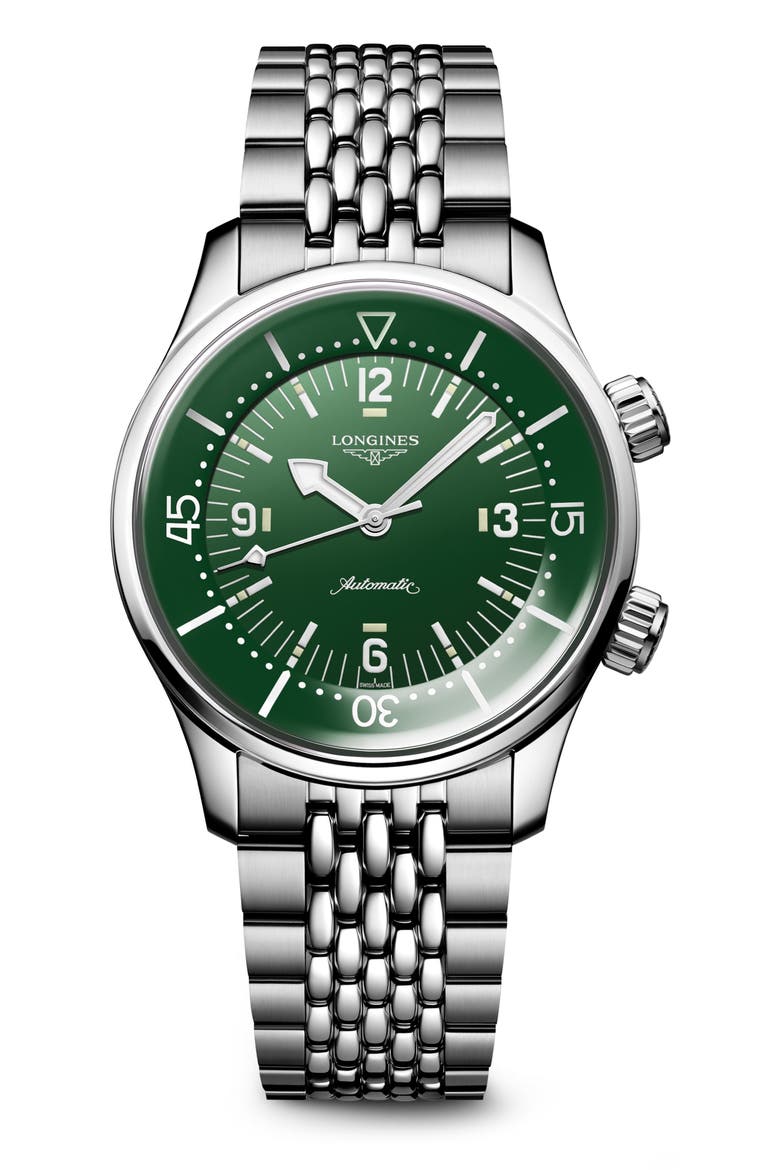 Legend Diver Bracelet Watch, 39mm, Main, color, GREEN