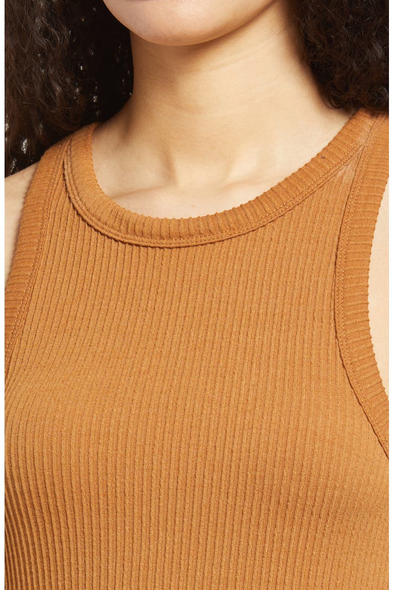 Sleeveless Rib Minidress, Alternate, color, TAN DALE