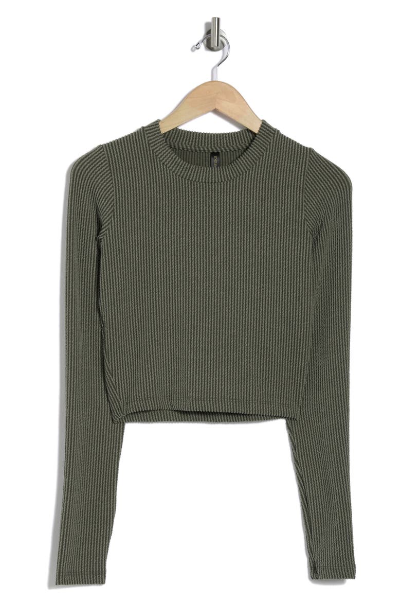Long Sleeve Ribbed Crop Top, Alternate, color, OLIVE