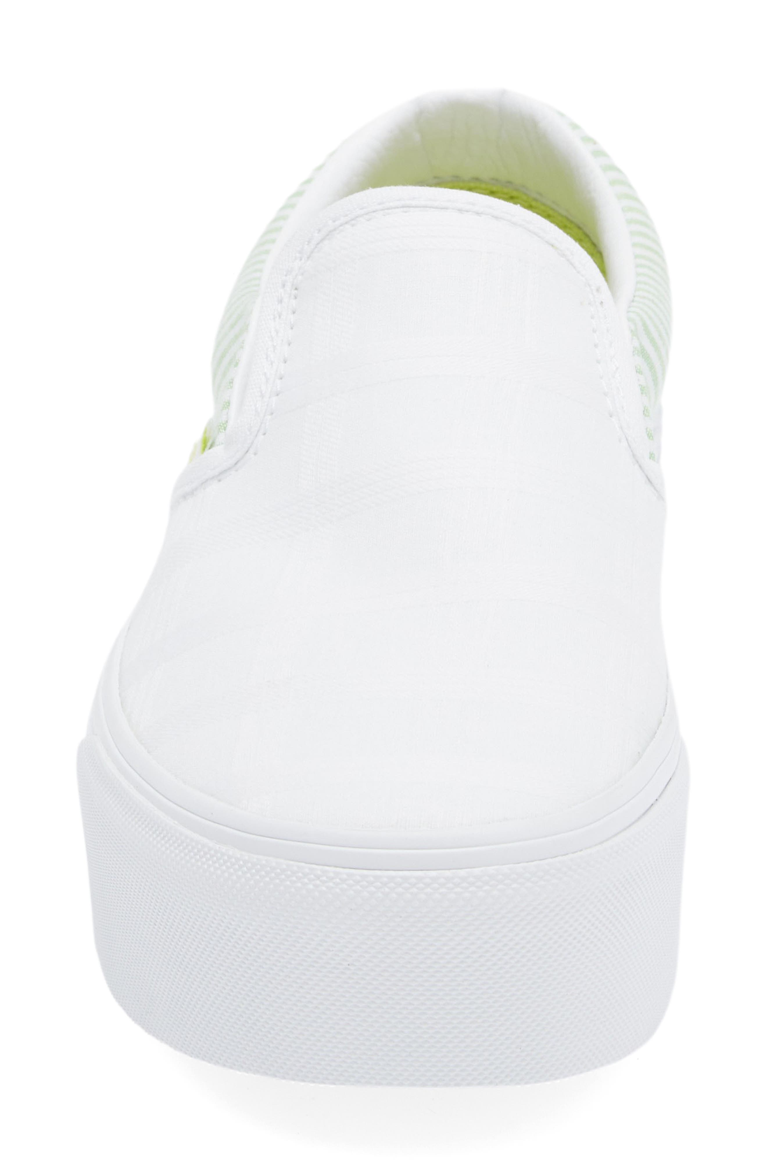 Gender Inclusive Classic Slip-On Stackform Sneaker, Alternate, color, SUMMER PICNIC GREEN/ WHITE