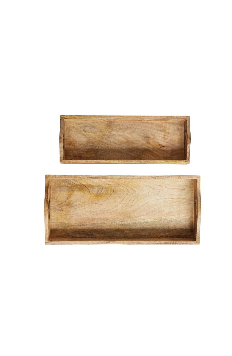 Storied Home Rectangle Mango Wood Trays, Main, color, Brown