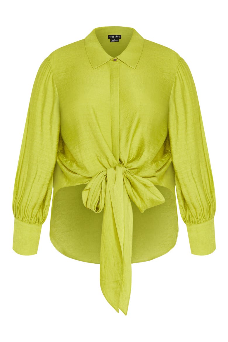 Winnie Tie Front Shirt, Alternate, color, GREEN