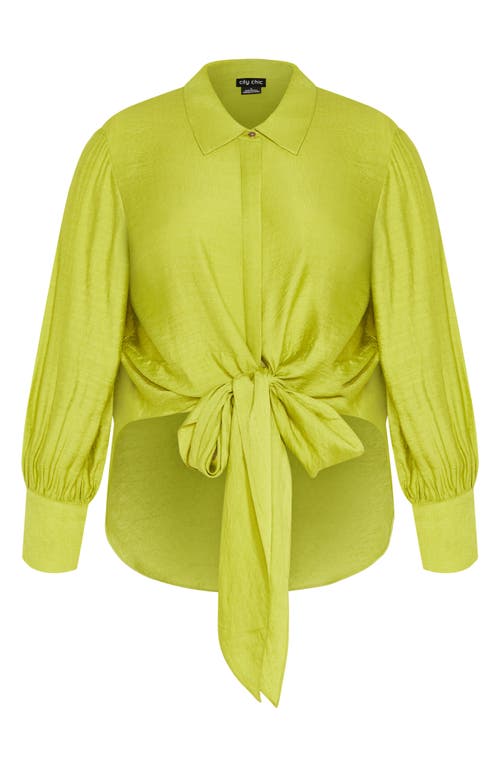 City Chic Winnie Tie Front Shirt In Green
