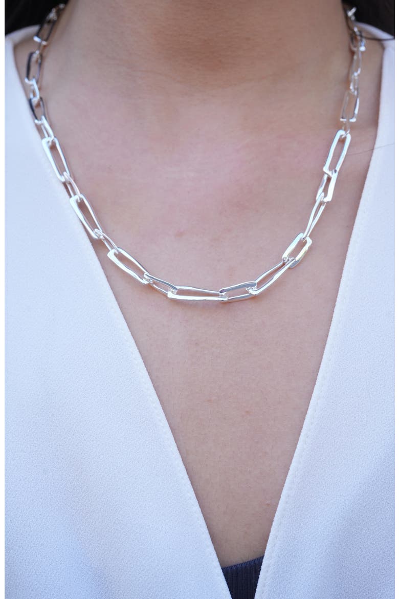 Chunky Paper Clip Chain Necklace, Alternate, color, SILVER