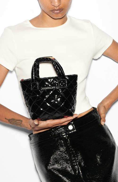 Mz Wallace Mini Metro Deluxe Sequin Tote In Black Lacquer