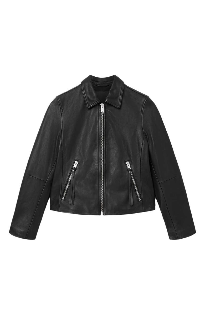 AllSaints Danbury Leather Moto Jacket, Alternate, color, Black