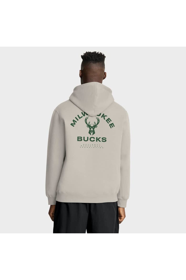 Men's Fanatics Off White Milwaukee Bucks Crossover Collection Blocked Shot Premium Pullover Hoodie, Alternate, color, Cream