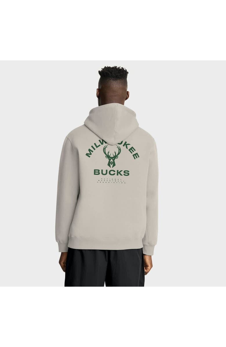 FANATICS Men's Fanatics Off White Milwaukee Bucks Crossover Collection Blocked Shot Premium Pullover Hoodie, Alternate, color, Cream