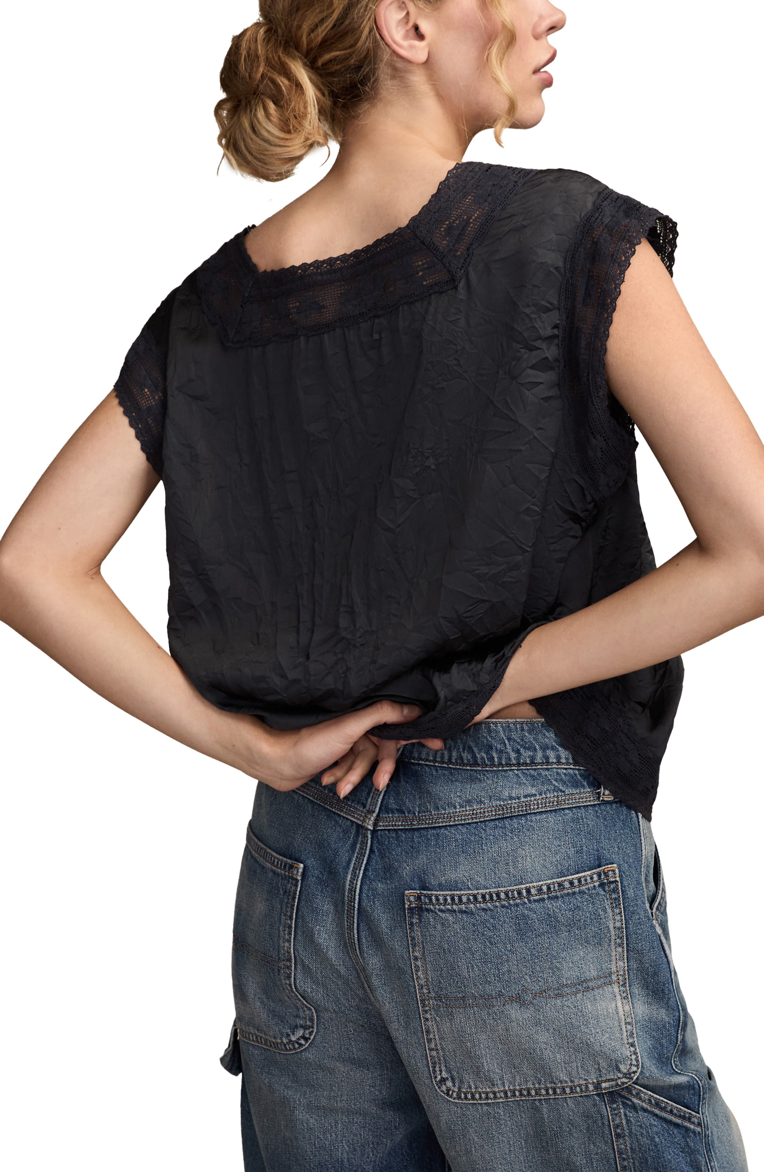Lace Cap Sleeve Shirt - image 4