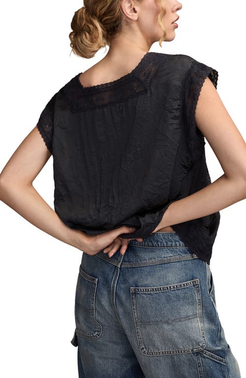 Lucky Brand Lace Cap Sleeve Shirt In Black