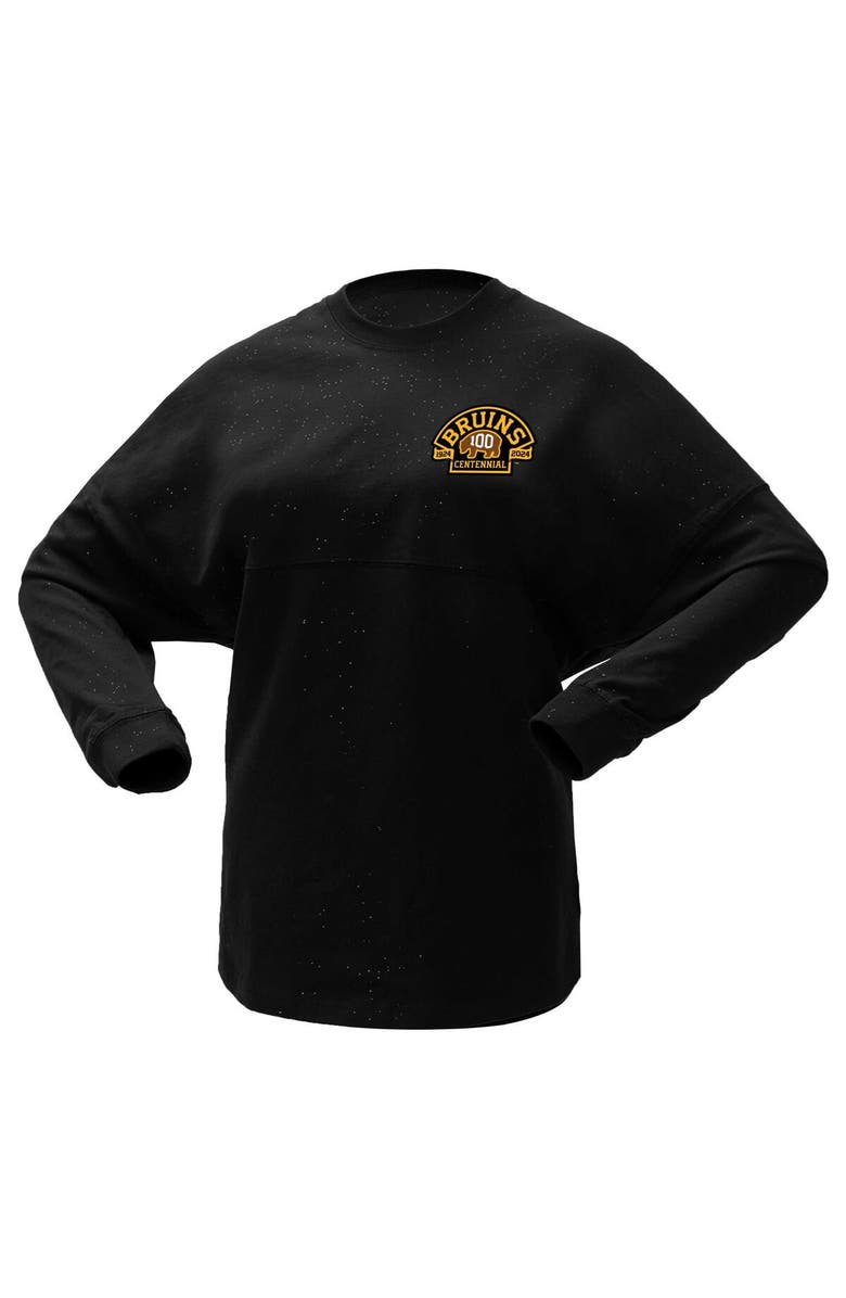 FANATICS Women's Fanatics Branded Black Boston Bruins 100th Anniversary Sparkle Spirit Jersey T-Shirt, Alternate, color, Black