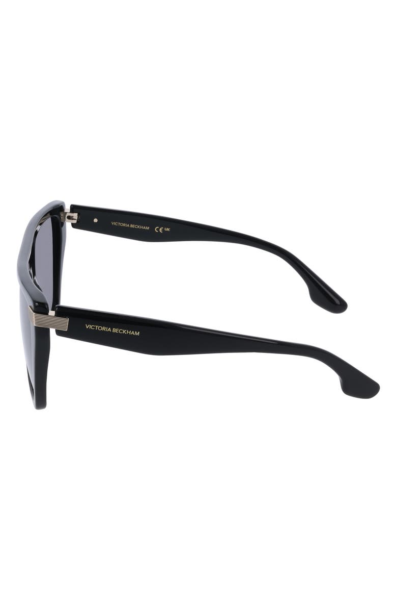 Victoria Beckham 57mm Modified Rectangular Sunglasses, Alternate, color, Black
