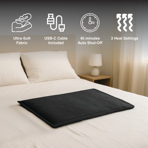 Pursonic Ultimate Heat & Relaxation Duo Foot Warmer + Xl Heating Pad Bundle In Black