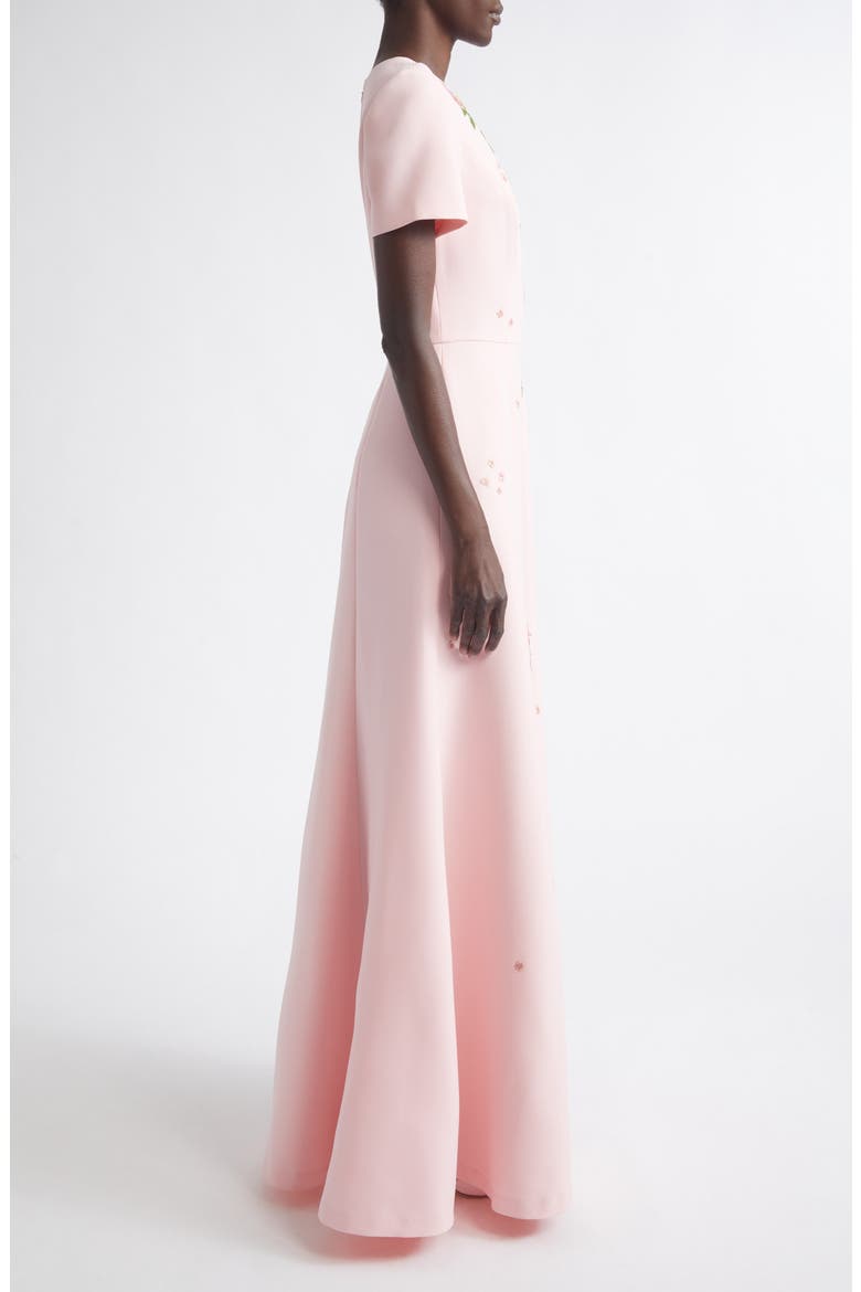 Floral Embroidered Crepe Gown, Alternate, color, ROSEWATER