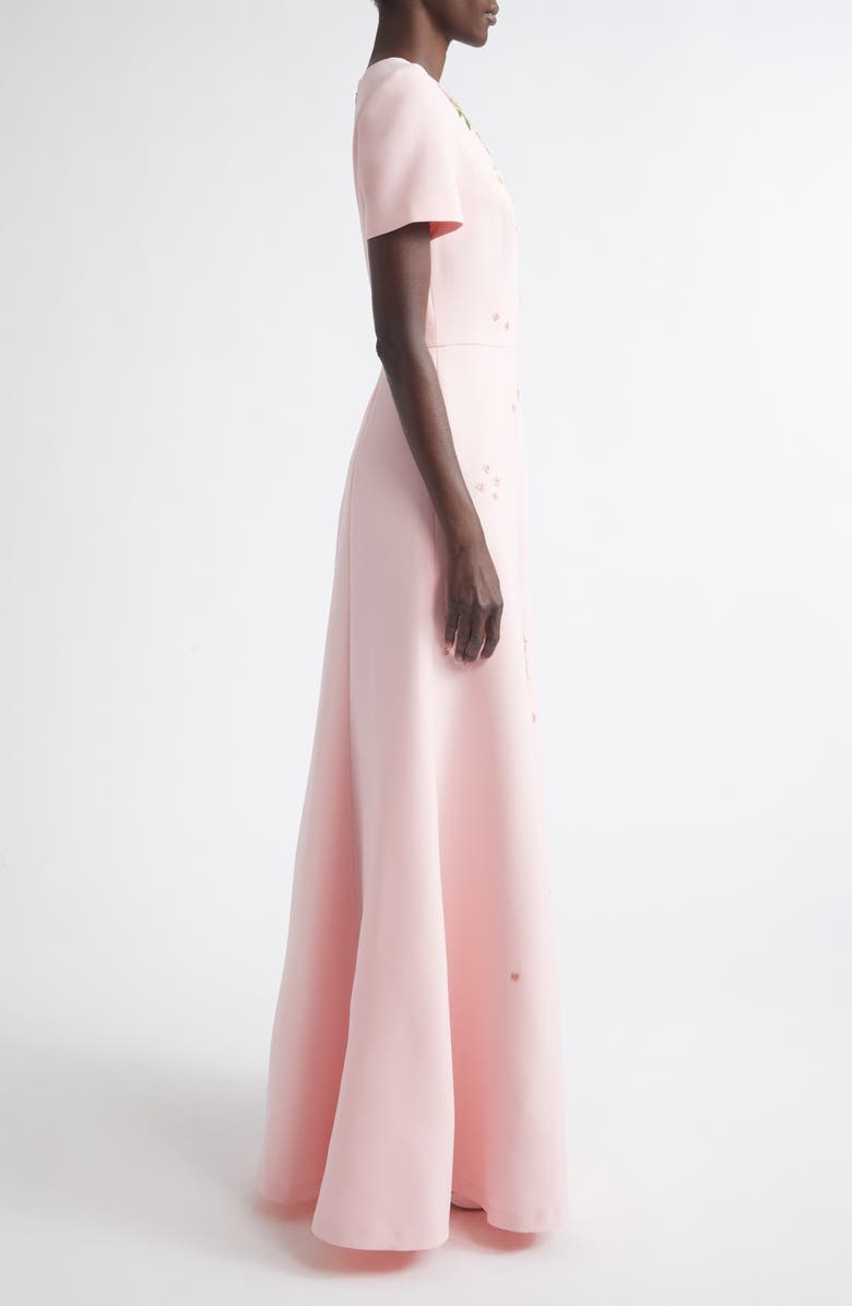 Carolina Herrera Floral Embroidered Crepe Gown, Alternate, color, Rosewater