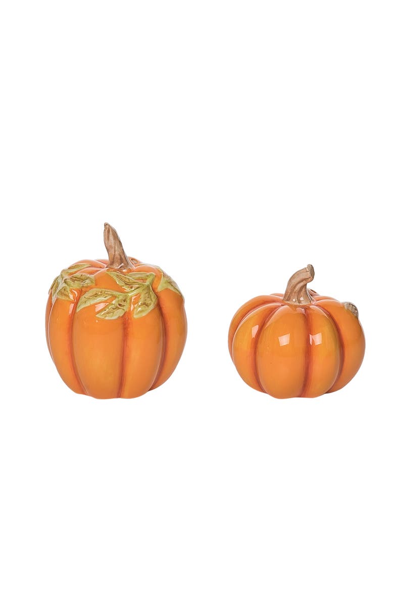 Transpac Dolomite Orange Harvest Pumpkin Salt and Pepper Shakers Set, Alternate, color, Orange
