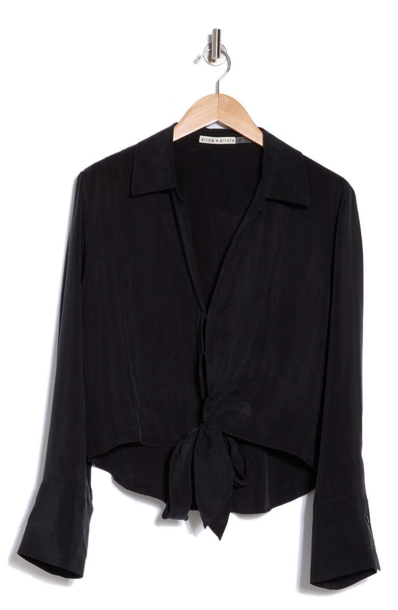 Alice + Olivia Hannon Tie Front Shirt, Alternate, color,