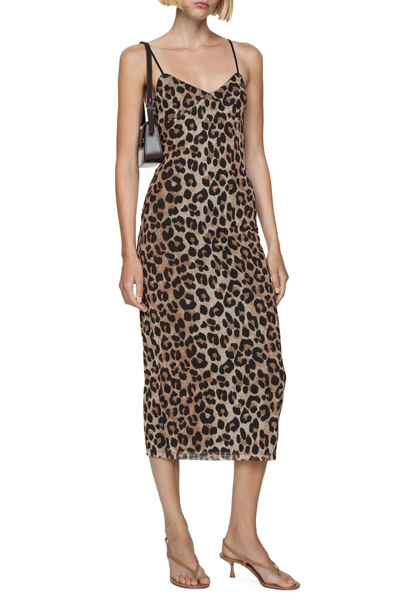 MANGO Animal Print Midi Slipdress, Main, color, 