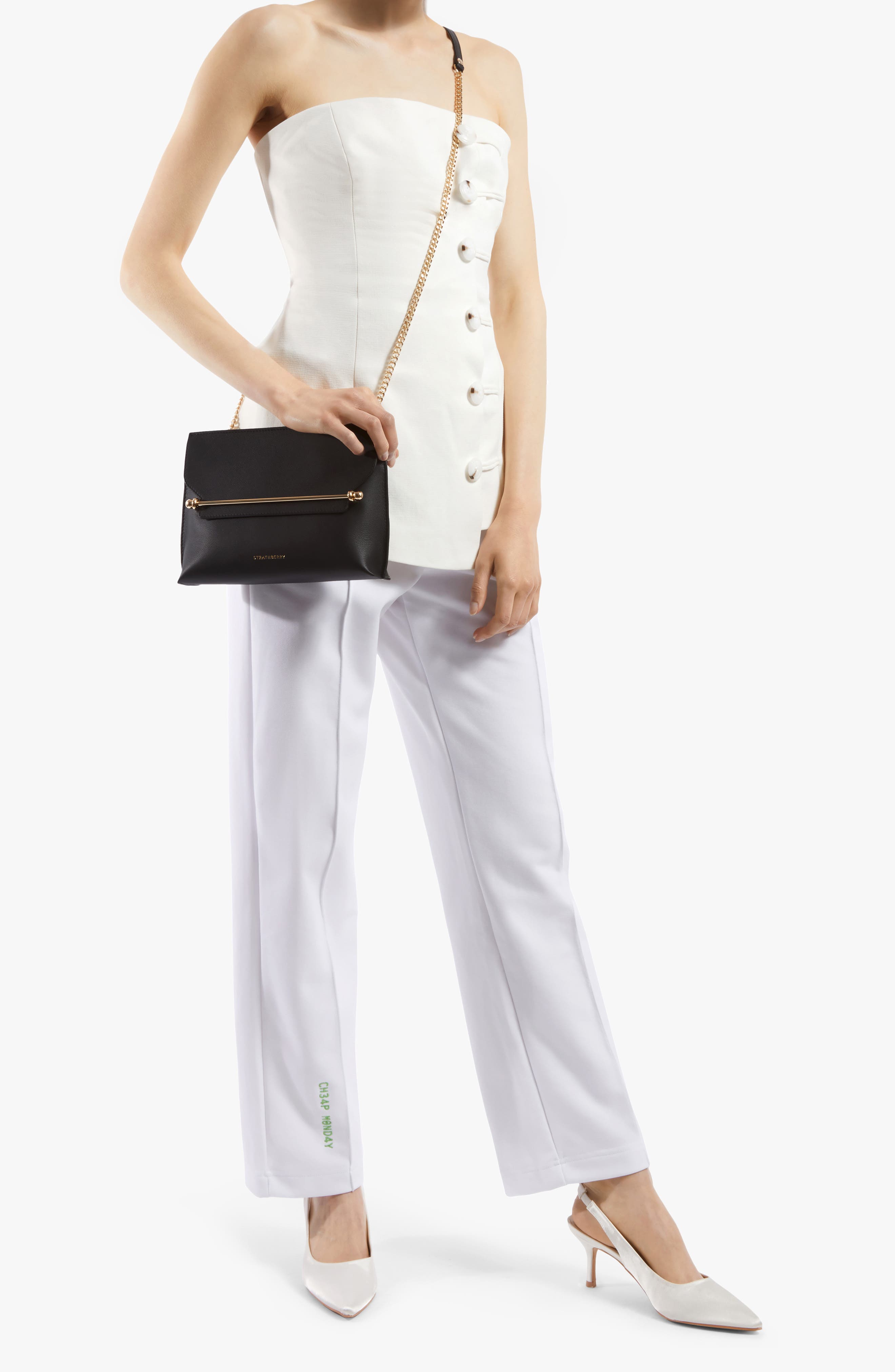 Strathberry Stylist Leather Shoulder Bag, Alternate, color, Black