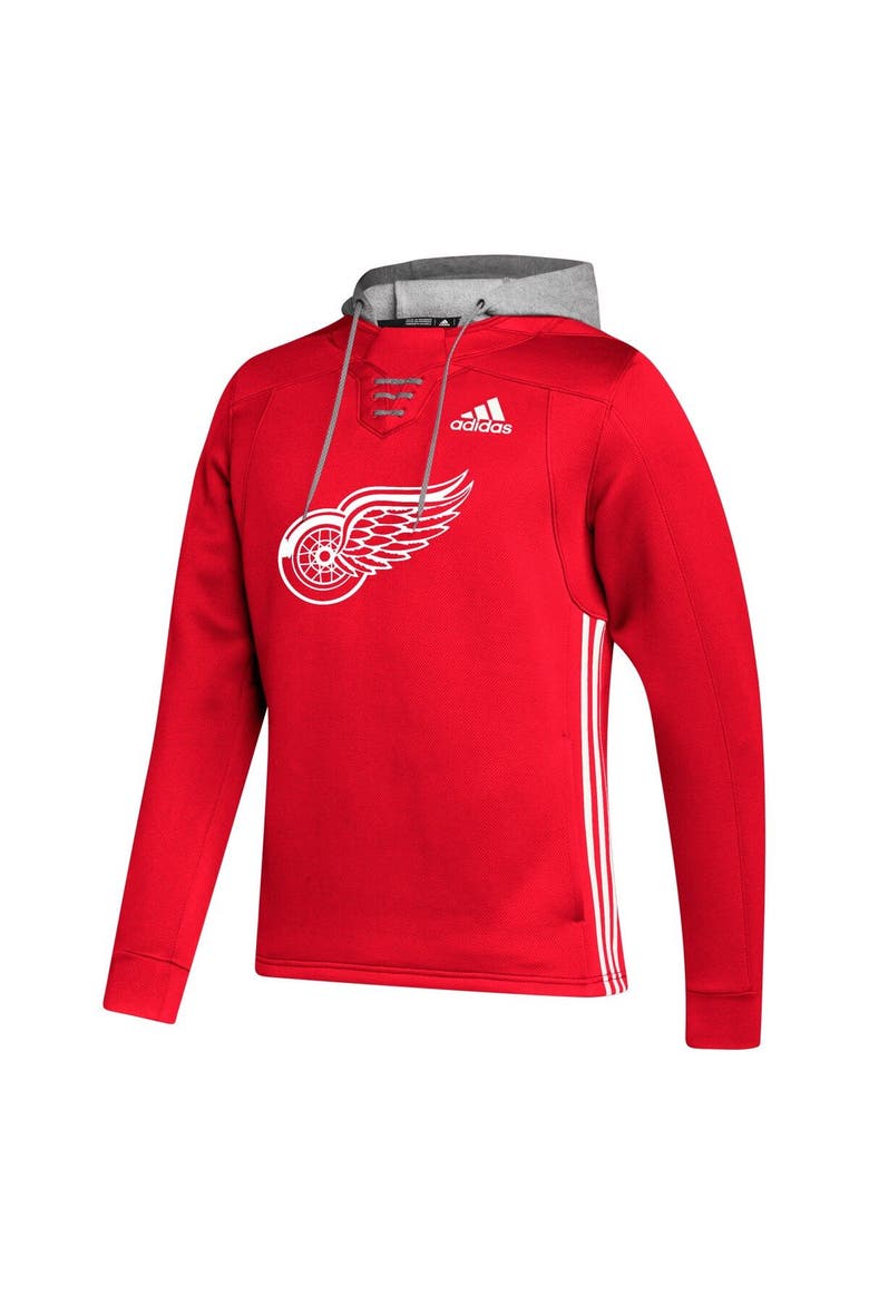 Men's adidas Red Detroit Red Wings Skate Lace Primeblue Team Pullover Hoodie, Alternate, color, Red