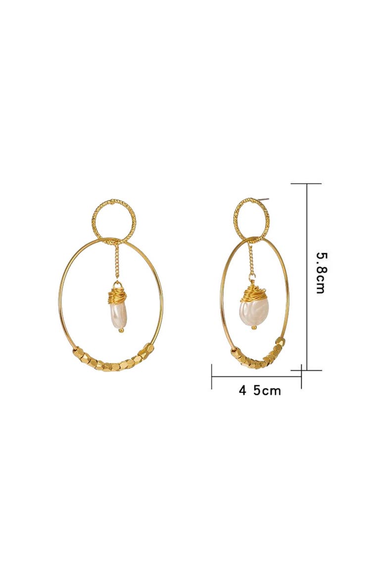 Pearl Double Hoop Earrings, Alternate, color, Gold