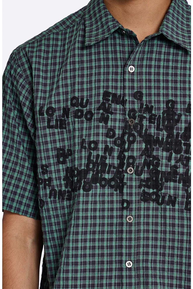 Check Oversize Cotton Button-Up Shirt, Alternate, color, GREEN