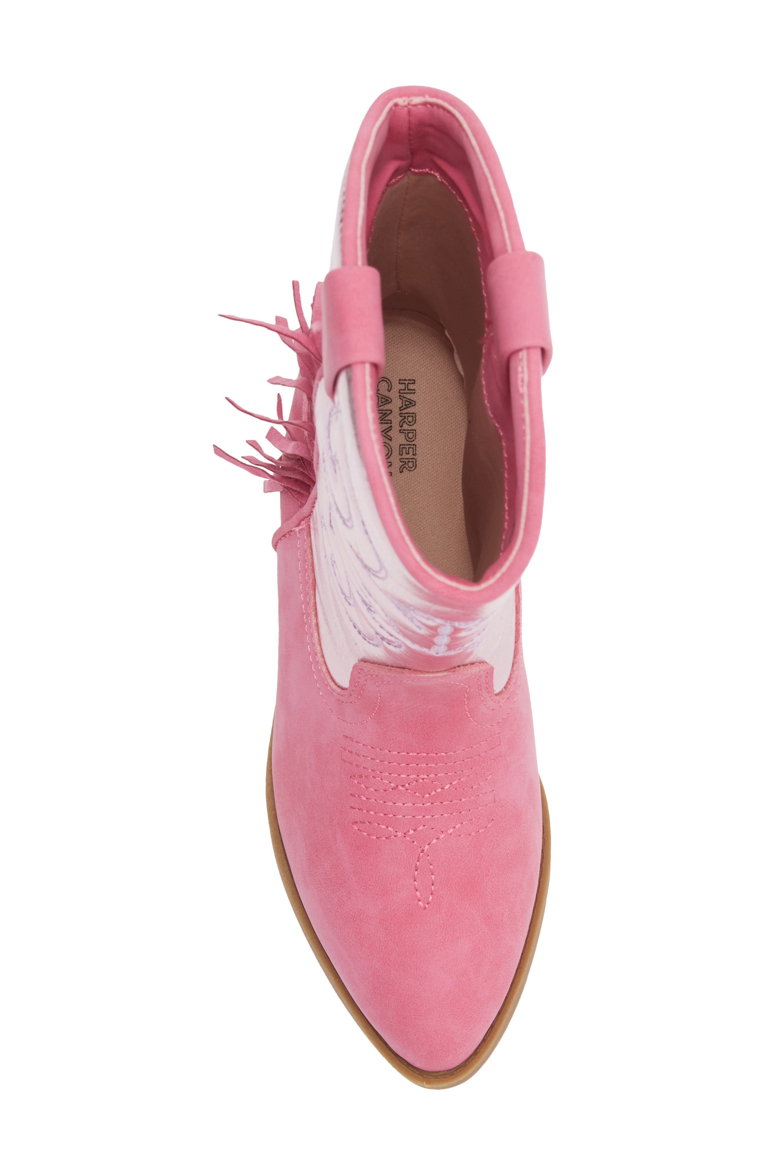 Kids' Fringe Metallic Western Boot, Alternate, color, PINK METALLIC