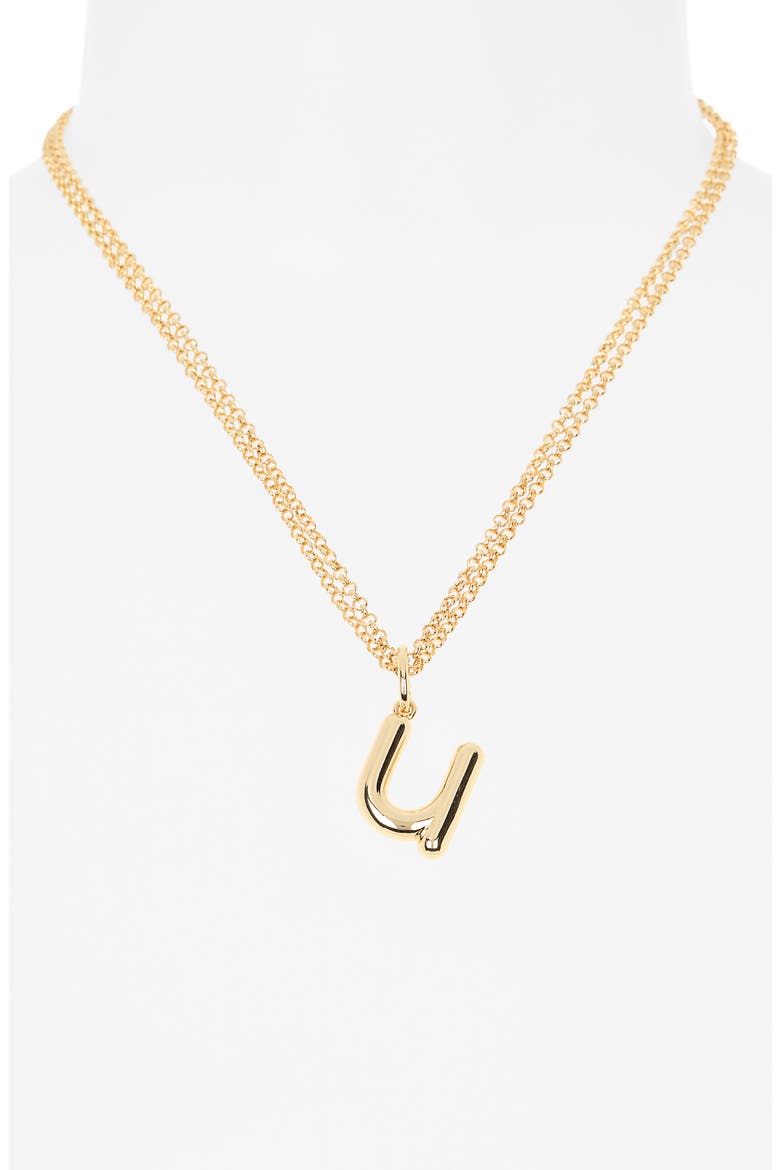 Lowercase Initial Bubble Pendant Necklace, Alternate, color, U- GOLD