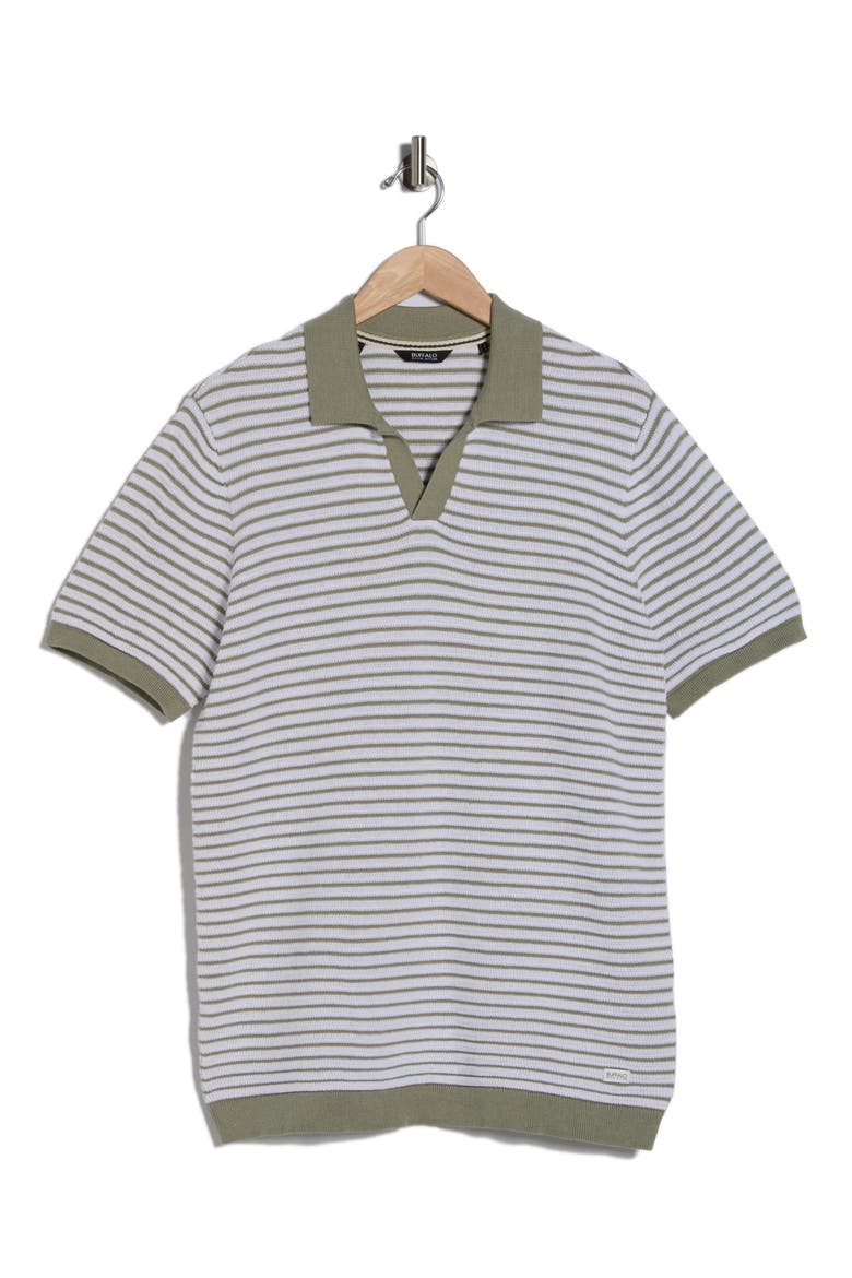 Wicher Stripe Knit Polo, Alternate, color, SAGE GREEN COMBO