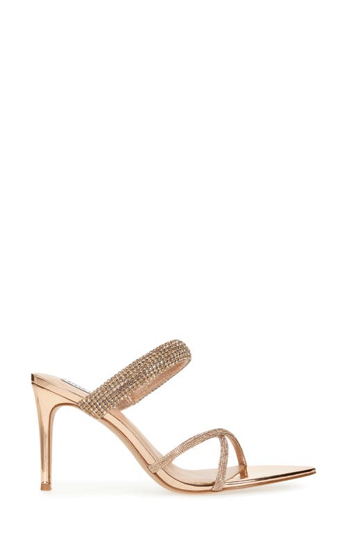 Steve Madden Camina Crystal Strap Slide Sandal In Rose Gold