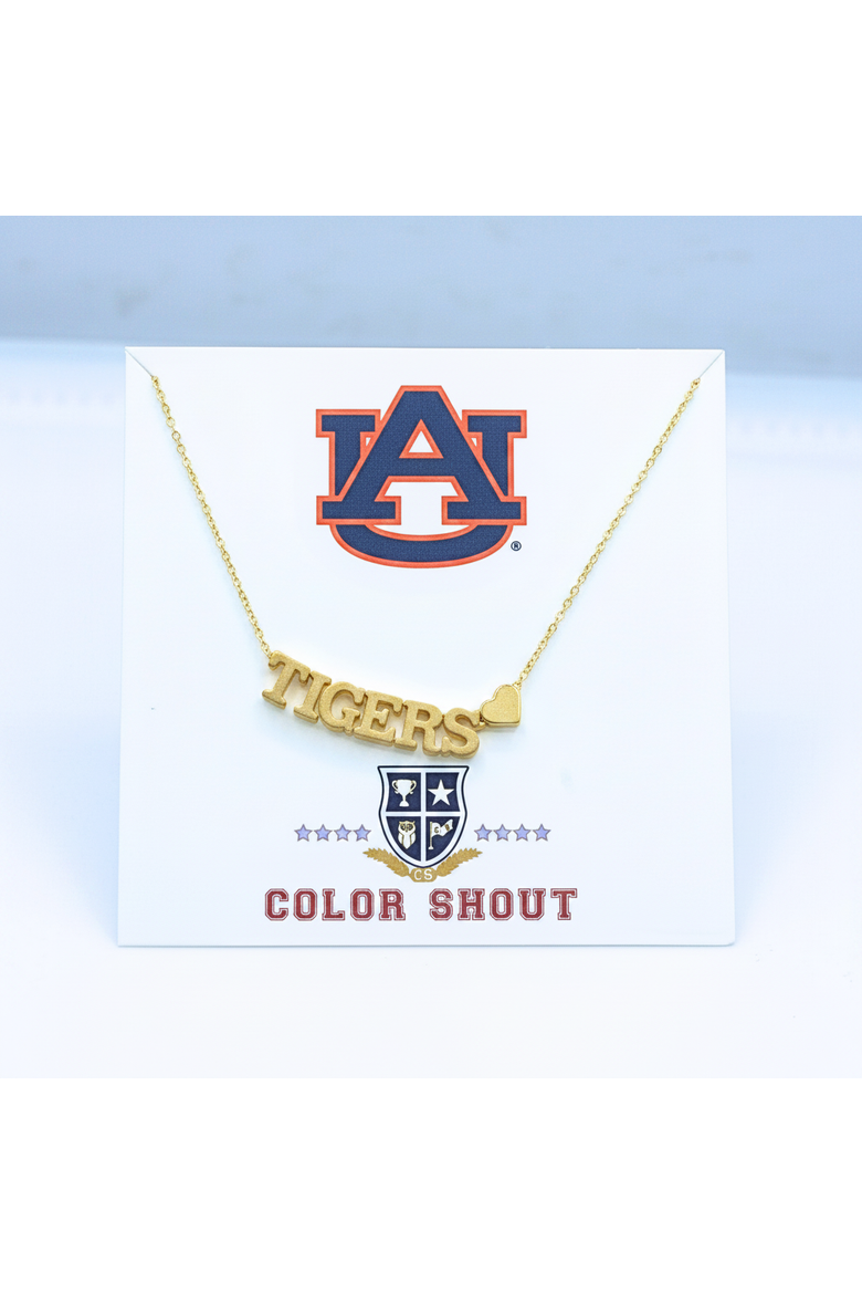 Auburn University Gold Heart Necklace, Alternate, color, Yellow Gold