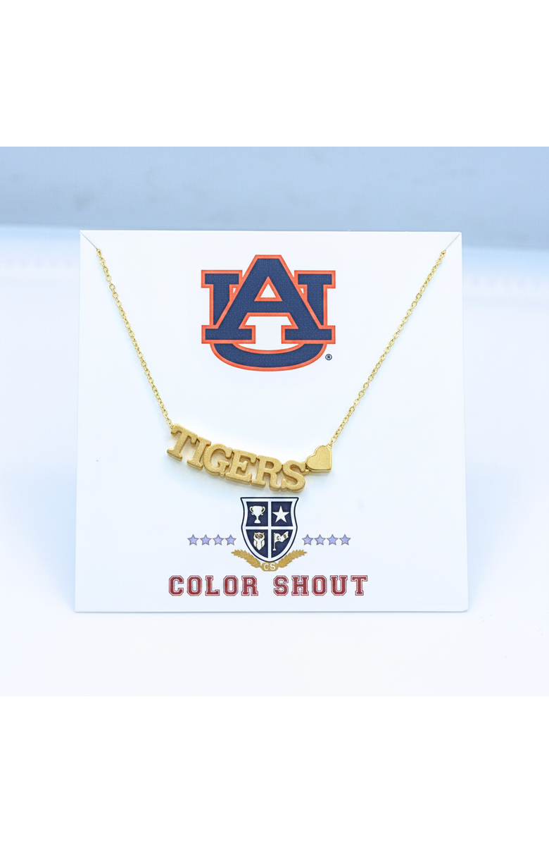 Color Shout Auburn University Gold Heart Necklace, Alternate, color, Yellow Gold