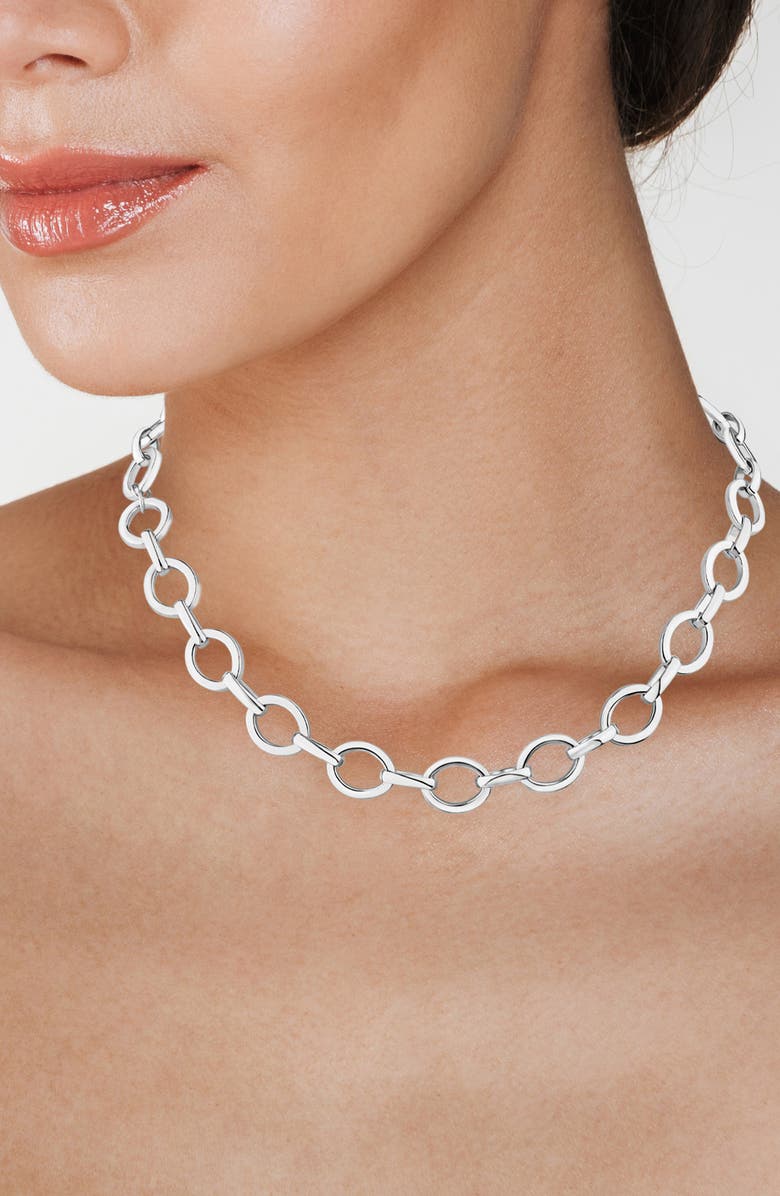 JARDIN Round Link Chain Necklace, Alternate, color, Silver